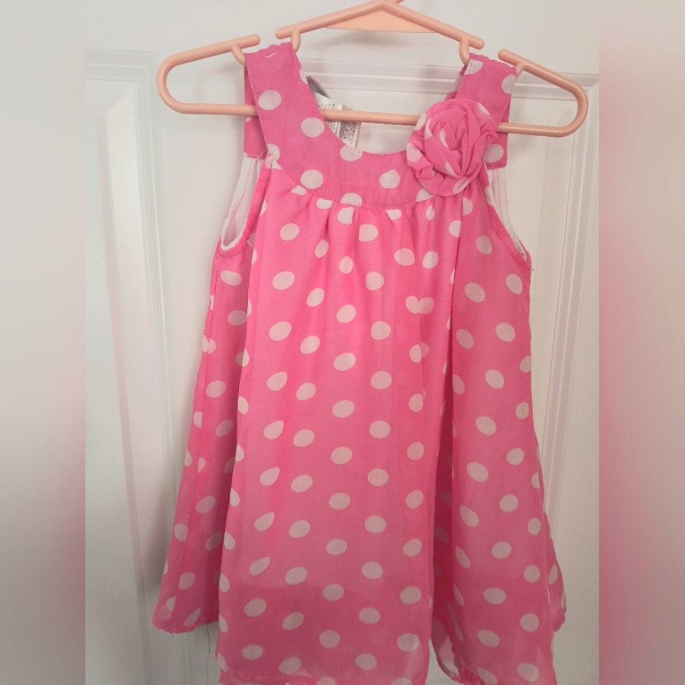 Blueberi Boulevard Pink and White Polkadot Girl's Blouse Size 24 Months